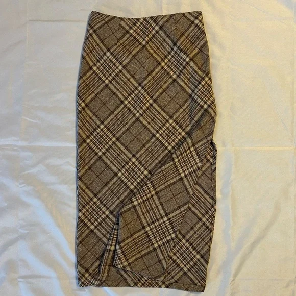 Vicki Dolls Plaid Pencil Skirt with Slit - Picture 2 of 8